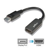 gofanco DisplayPort to HDMI Adapter - Black MALE to FEMALE for DisplayPort Enabled Desktops and Laptops to Connect to HDMI Displays