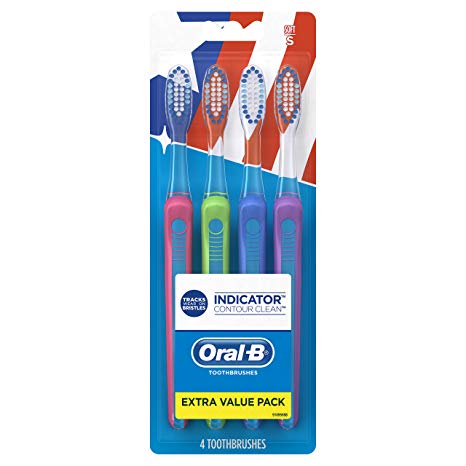 Oral-B 40 Soft Bristles Indicator Contour Clean Toothbrush, 4 Count