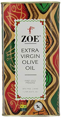 Zoe Extra Virgin Olive Oil 1 Liter Tin, Spanish Extra Virgin Olive Oil, First Cold Pressing of Spanish Cornicabra Olives, Delicate Aromatic Buttery Flavor