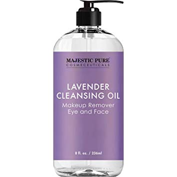 MAJESTIC PURE Lavender Cleansing Oil - Makeup Remover for Eye and Face - Oil Cleanser, for All Skin Types, 8 fl oz