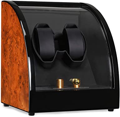 CHIYODA Automatic Double Watch Winder Unique Design with Display Window, 3 Direction and 4 TPDS Modes Available