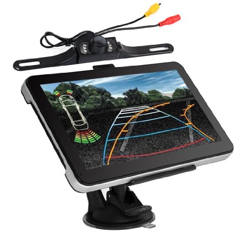 ZXLine 7" 8GB 256M Car GPS Navigation   Waterproof Wireless Rear view Camera Bluetooth AV-IN (Free Map & Sun visor)