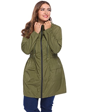 Bifast Women Plus Size Lightweight Raincoat Cycling Hiking Portable Anorak Waterproof Coat
