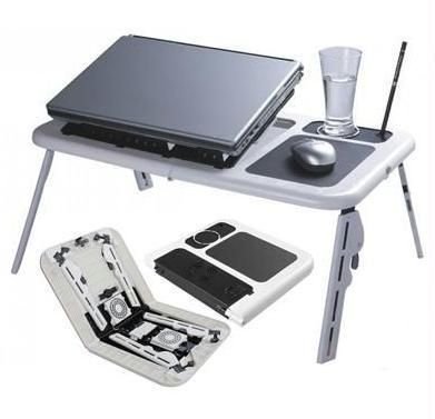 HK Villa E-Table, Portable Adjustable Height Laptop Desk Fit All Kind Laptop with 2 USB Cooling Fans