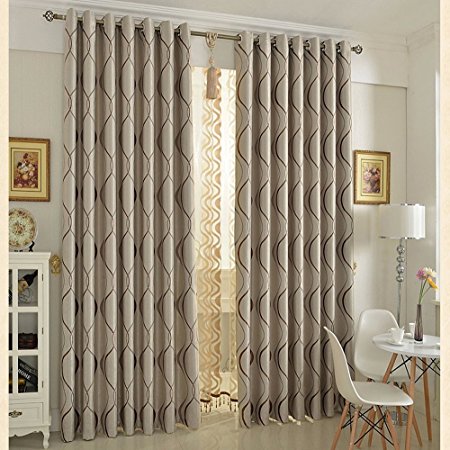 KoTing Brown Curtain For Living Room Blackout Geometric Bedroom Window Curtain and Drape Grommet 1 Panel 72 inch Wide