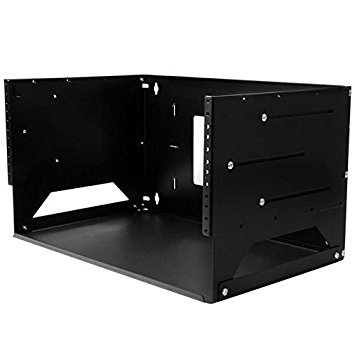 StarTech.com WALLSHELF4U Wall-Mount Server Rack, Solid Steel, Adjustable Depth 12" to 18" Components, Black
