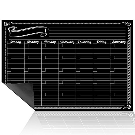 Dry Erase Monthly Planner Wall Calendar Decal | Design | for Use w / Fluorescent Liquid Chalk Markers | 12" x 18" Laminated Sticker