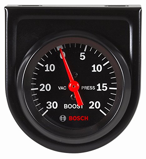 Bosch SP0F000050 Style Line 2" Mechanical Vacuum/Boost Gauge (Black Dial Face, Black Bezel)
