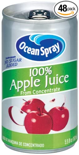 Ocean Spray 100% Apple Juice,  5.5 Ounce Mini Cans (Pack of 48)
