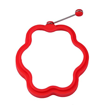 Anshinto 4pcs Silicone Flower Shaped Egg Mould Rings Cooking Stencils Pancake Mold (Red)