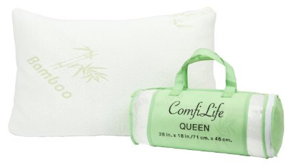 ComfiLife Premium Bamboo Pillow with Shredded Memory Foam Hotel Comfort with Stay Cool Technology Hypoallergenic Perfect Firmness for Side Sleeper Stomach Sleeper and Back Sleeper - QUEEN
