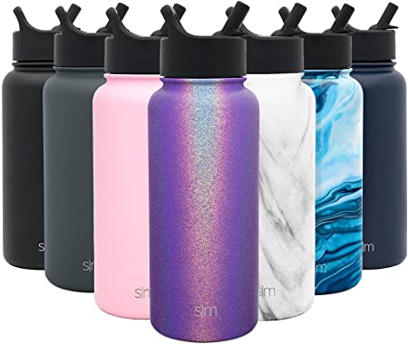 Simple Modern 32 oz Summit Water Bottle with Straw Lid - Gifts for Men & Women Hydro Vacuum Insulated Tumbler Flask Double Wall Liter - 18/8 Stainless Steel Shimmer: Kunzite