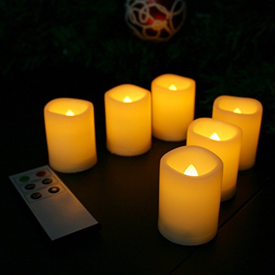 Candle Choice Flameless Candles with Remote Led Votive Candles with Timer, Warm Yellow 6 Pack (1.5x2.0")