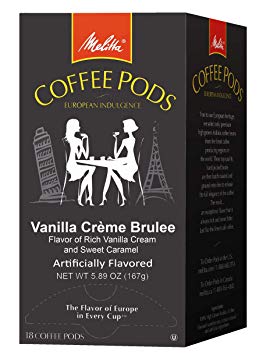 Melitta Coffee Pods for Senseo & Hamilton Beach Pod Brewers, Vanilla Creme Brulee Flavored Coffee Medium Roast, 18 Count