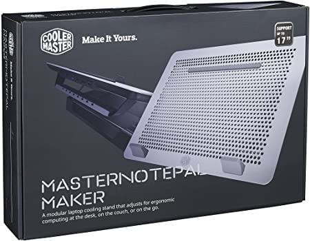 Cooler Master MasterNotepal Maker Laptop Cooling Pad 'Adjustable Angle, USB Hub, Supports Up to 17” laptops' MNZ-SMTE-20FY-R1