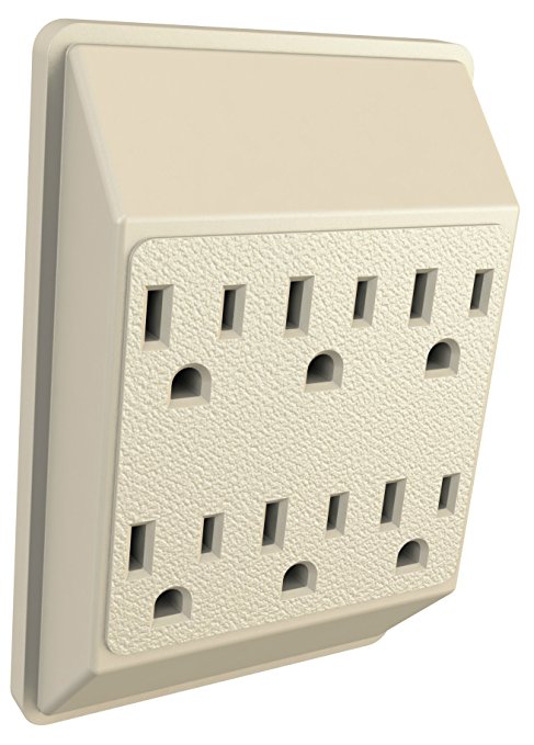 Electrical Outlet Multiple Plug Extender Wall Adapter with Six | 6 Grounded Converter Slots for Heavy Duty Grounding for Kitchen, Household, Workshops, Industrial, Machinery, and Appliances