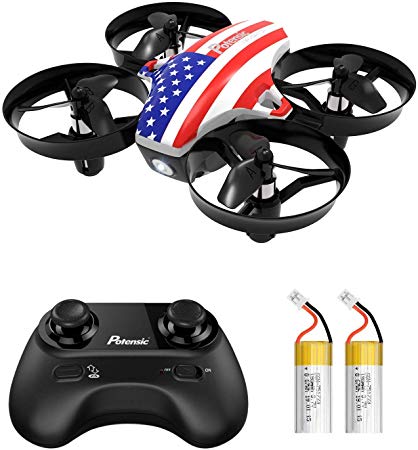 Mini Drone, Potensic A20 RC Nano Quadcopter 2.4G 6 Axis, Altitude Hold, Headless Mode Safe and Stable Flight, Extra Batteries and Remote Control Aircraft Mini Drone for Beginners & Kids (Flag)