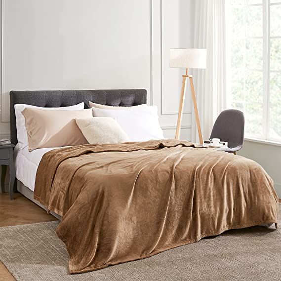 Hansleep Fleece King Size Blanket for Bed Camel, Super Soft Flannel Fuzzy King Size Blanket, Plush Cozy Blanket for All Seasons (Camel, King 90x108 Inches)