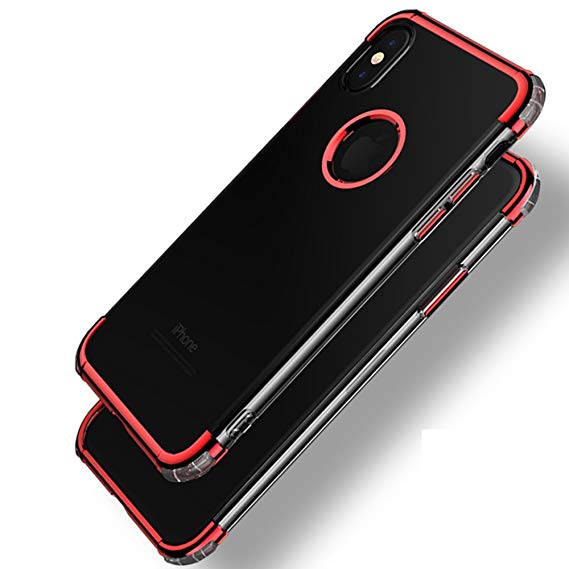 Acyan iPhone 8 Plus Case, iPhone 7 Plus Case, Smooth Touch Anti-Scratch Shock-Absorption Double Cushion Slim-Fit, Clear TPU Bumper Cover for iPhone 8 Plus and iPhone 7 Plus 5.5 Inch – Red