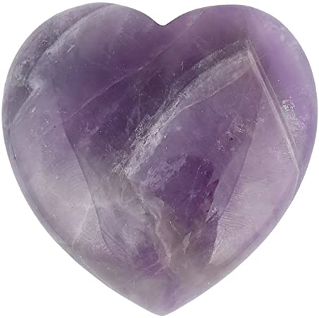 Bingcute Natural Amethyst Pocket Carved Puff Heart Pocket Stone,Healing Palm Crystal Pack of 1(1.6")