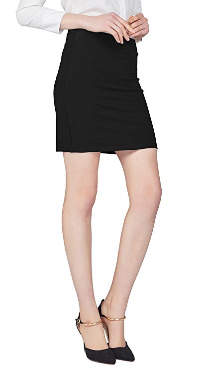 Urban CoCo Women's Elastic Waist Stretch Bodycon Midi Pencil Skirt