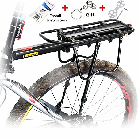 WEST BIKING Load 50Kg Bike Cycling Sport Rear Carrier Rack Seat for Disc Brake/V-brake System Bicycle Cargo Shelf