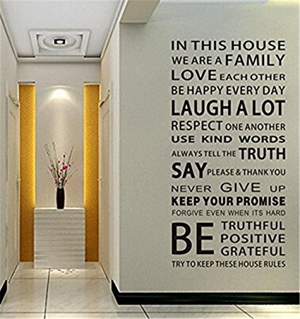 FOrU Wall Sticker We are Family Quote Lettering Wallpaper Decal Removable Wall Art Decal