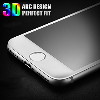 iPhone 7 Plus Screen Protector, ELEKMATE Full Tempered Glass Screen Protector for Apple iPhone 7 Plus 5.5" [3D Curved Full Coverage Protection] (iPhone 7 Plus 5.5" 3D White)