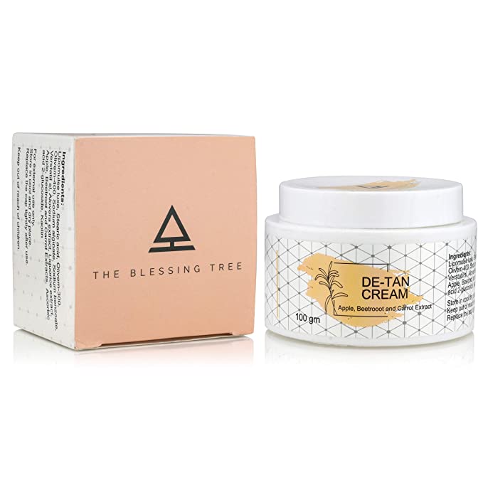 The Blessing Tree De Tan Cream with Apple Beetroot and Carrot Extracts for Skin Brightening and Lightening. 100 gm