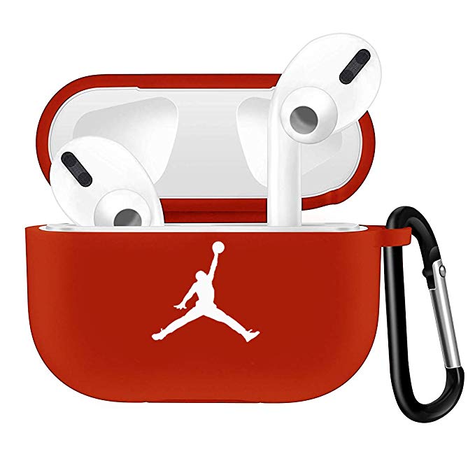 AIBEAMER Jordan Airpods Pro Case for Airpods3 Accessories, Kawaii Cute Cool Character Cartoon Silicone Protective Charging Case Cover for Apple Airpod Gen3 with Keychain (Red)