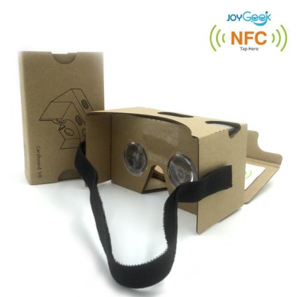 Google Cardboard V2.0,[U.S. Warranty]JoyGeek VR Headset 3D Glasses Virtual Reality Glasses with NFC Tag and Head-strap for 3-6 inch iPhone and Android Smartphones(Yellow)