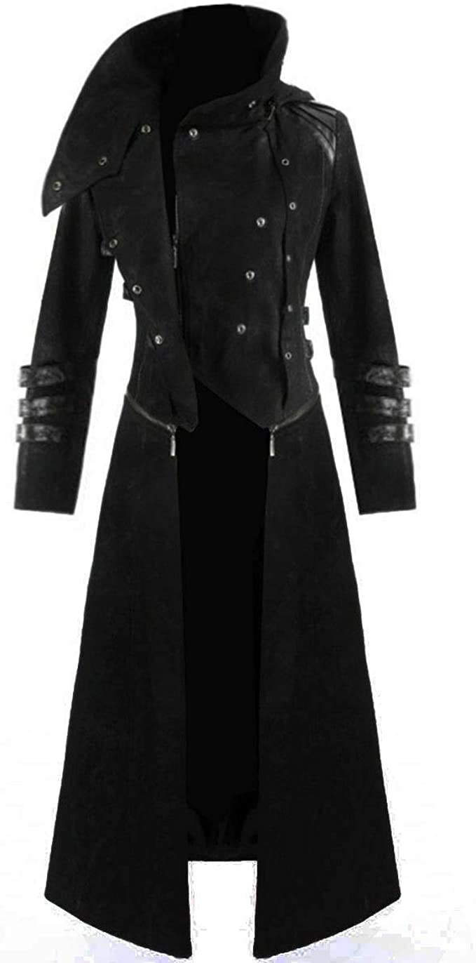 Darkrock Scorpion Men's Hooded Trench Coat Long Jacket Red & Black Gothic Steampunk