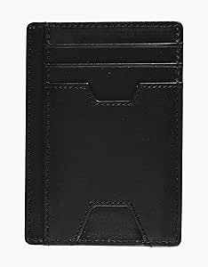 BULL GUARD Mens RFID Blocking Leather Slim Card Case Wallet with Easy Access ID windows, Cash & Card Slots, Crafted with Premium Top Grain Leather Ideal for Travel or Everyday Use (Nappa Black)