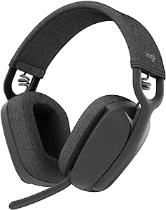 Logitech Zone Vibe 100 Casque d'écoute léger sans fil avec Micro anti-bruit de fond, Écouteurs Bluetooth multipoint avancés, Fonctionne avec Teams, Google Meet, Zoom, Mac/PC - Gris