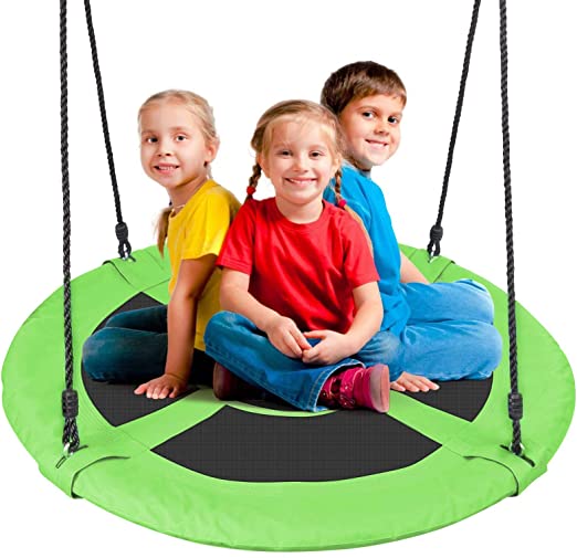 Odoland 40" Kids Waterproof Saucer Tree Swing, Large Chidren Round Platform Rope Swing, Outdoor Flying Saucer SwingSeat Great for Indoor, Backyard, Playground and Amusement Park