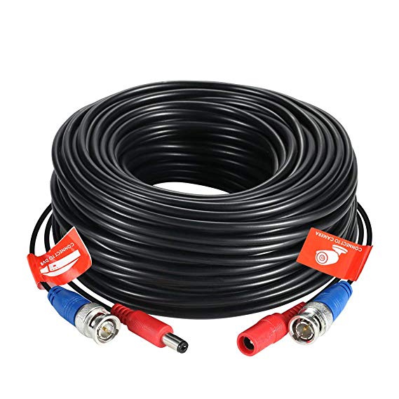 ZOSI 1Pack 100ft (30m) AHD-TVI BNC Video Male DC Power Jack Male/Female Extension Cable for CCTV Security Surveillance Camera