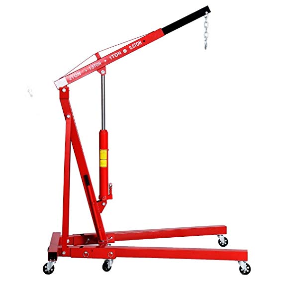 Goplus 2 TON Engine Hoist Stand Cherry Picker Ship Crane Folding Lift (Red)