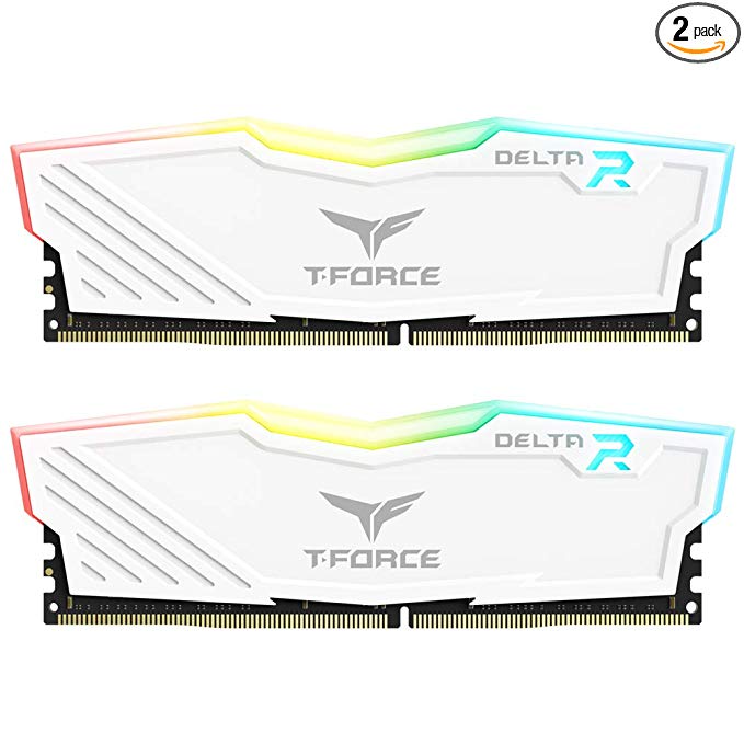 TEAMGROUP T-Force Delta RGB DDR4 16GB (2x8GB) 2666MHz (PC4-21300) CL15 Desktop Memory Module ram TF4D416G2666HC15BDC0 - White