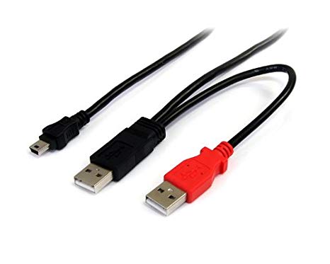 StarTech.com USB2HABMY6 USB Y Cable for External Hard Drive, USB A to Mini B, 6-Feet