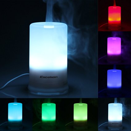 Excelvan 100ml Aromatherapy Essential Oil Purifier Diffuser Air Humidifier with 4 Timer Settings & 7 Colors Changing Light