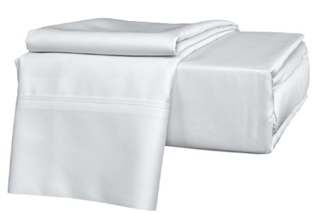 Brielle 630 Count 100-Percent Egyptian Cotton Sateen Premium 600 Plus Sheet Set Queen White