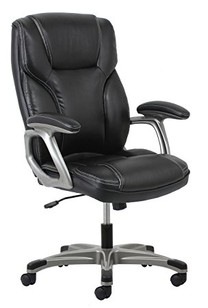 Essentials High-Back Leather Executive Office/Computer Chair with Arms - Ergonomic Swivel Chair (ESS-6030-BLK)