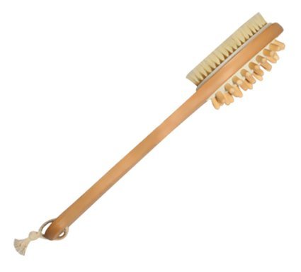 Valentines Day Gifts Sale - Attmu Body Skin Brush Dual Head Bath Brush with Long Handle - Natural Bristle - Remove Dead Skin and Toxins Improves Lymphatic Functions Stimulates Blood Circulation