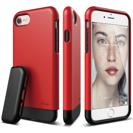 iPhone 7 Case, elago® [Glide][Red / Black] - [Multi-Option Case][Military Drop Test Certified][Sophisticated Shock Absorption] - for iPhone 7