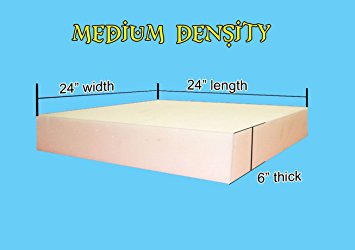 6" x 24"x 24" Upholstery Foam Cushion Medium Density (Seat Replacement , Upholstery Sheet , Foam Padding)