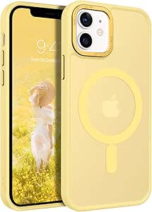 BENTOBEN for Magnetic iPhone 12 Mini Case, Phone Case iPhone 12 Mini [Compatible with Magsafe] Slim Translucent Matte Design Shockproof Bumper Protective Cute Girls Women Boy Men 12 Mini Cover, Yellow