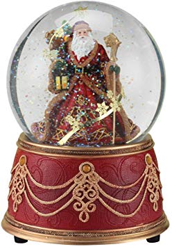 Roman Santa with Snowflakes Musical We Wish You a Merry Christmas 100mm Snow Globe