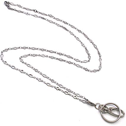 IDLanyard Fashion Lanyards 17" Lanyard for Women Beautiful Stainless Steel Lanyard for Keys Necklace with Swivel Oval Clasp and Key Ring for ID Card Holders and Keys Silver Necklace