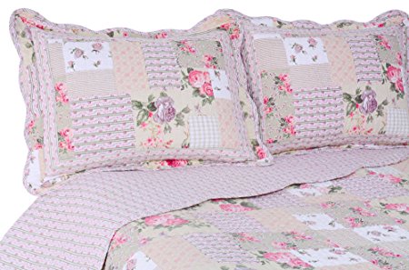 Pegasus Home Fashions Vintage Collection Rosemary Reversible Quilt/Sham Set, Full/Queen