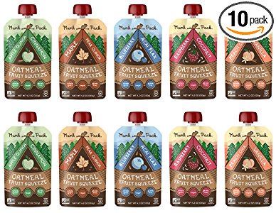 Munk Pack Oatmeal Fruit Squeeze Snack | Variety Pack, Ready-to-Eat Oatmeal On The Go, 4.2 oz, 10 Pack